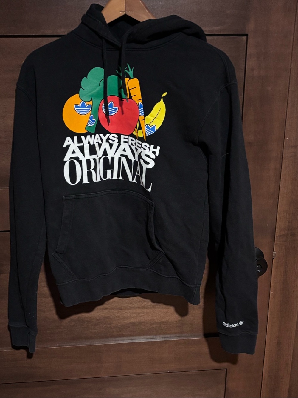 adidas Black Hoodie with Colorful Fruit Graphic